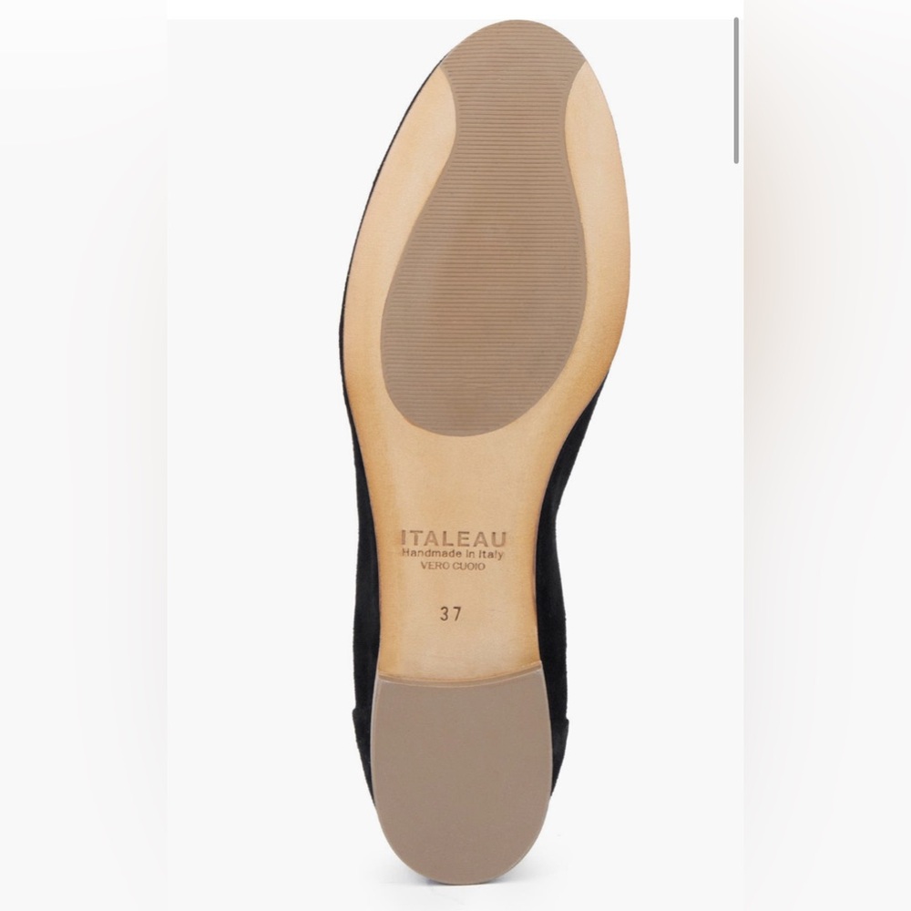 Italeu Green Suede Leather Ballet Flat Sz 9.5 B 40 & shoe bag - Picture 10 of 11